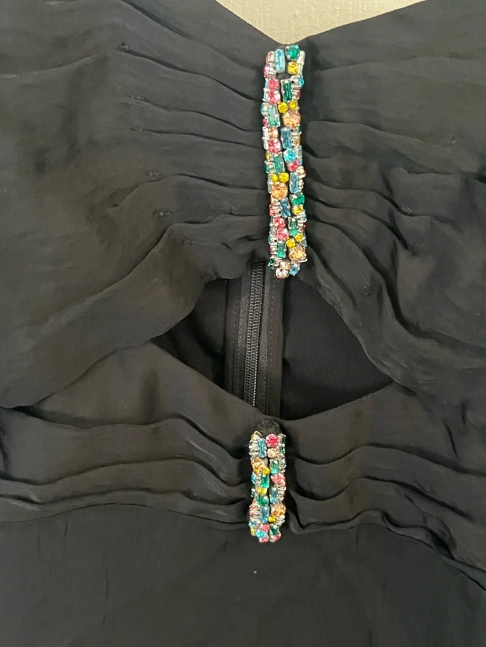 Sandro Black Embellished Cutout Midi Dress Size 38 - Picture 4 of 7